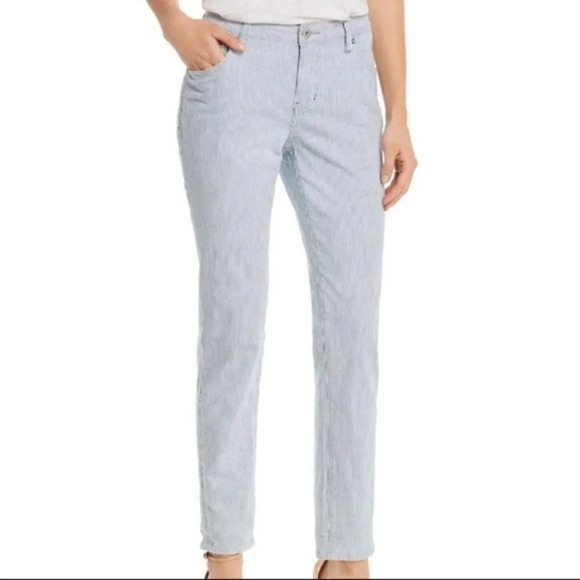 Anthro Pilcro Striped Mid-Rise Skinny Jeans Sz 27 - Picture 1 of 10